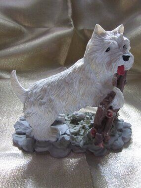 Westie with Fence Vintage Figurine West Highland White Terrier